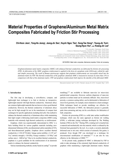 graphene aluminum metal matrix composites fabricated by friction stir processing|A review on microstructures and properties of graphene .